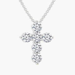 1.50 Carat Round Diamond Cross Pendant Necklace