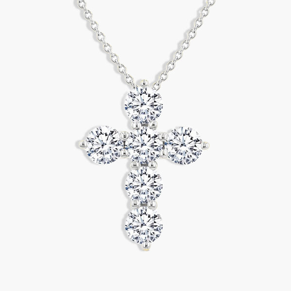 1.50 Carat Round Diamond Cross Pendant Necklace