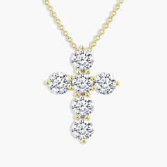 1.50 Carat Round Diamond Cross Pendant Necklace
