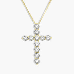 3 Carat Round Diamond Cross Pendant Necklace