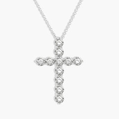 3 Carat Round Diamond Cross Pendant Necklace