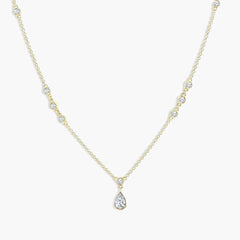Pear-Shaped Diamond Drop Station Necklace