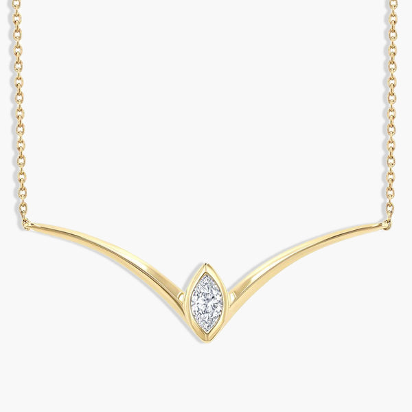 Marquise Diamond Chevron Bar Necklace