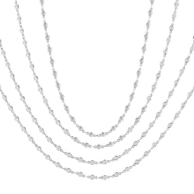 7 Carat Layered Bezel Diamond Necklace in 14K White Gold - Private Label product