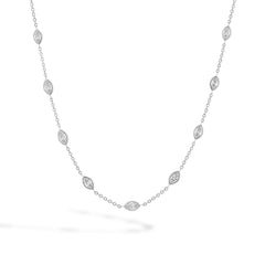 3 Carat Marquise Diamond Station Necklace in 14K White Gold