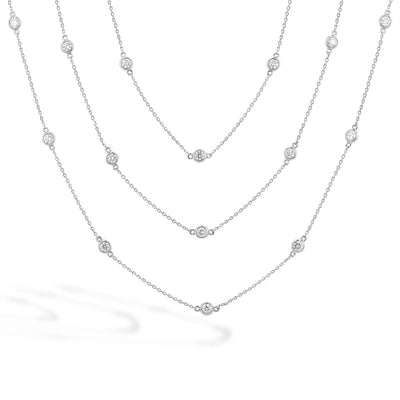 3 Carat Long Station Diamond Necklace in 14K White Gold - Private Label product