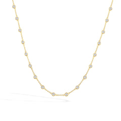 2 Carat Bezel-Set Diamond Station Necklace in 14K Yellow Gold
