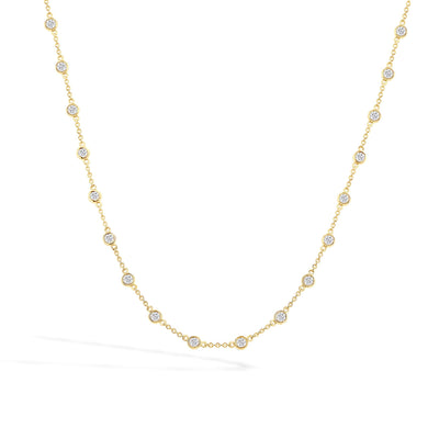 2 Carat Bezel-Set Diamond Station Necklace in 14K Yellow Gold - Private Label product