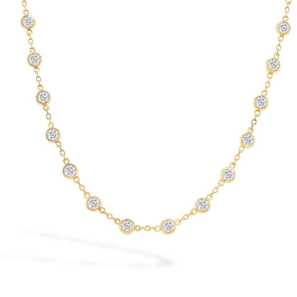4 Carat Bezel-Set Diamond Station Necklace in 14K Yellow Gold