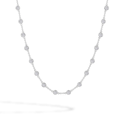5 Carat Bezel-Set Diamond Station Necklace in 14K White Gold - Private Label product