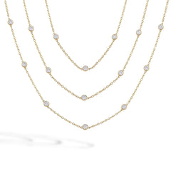 5 Carat Long Station Bezel Diamond Necklace in 14K Yellow Gold
