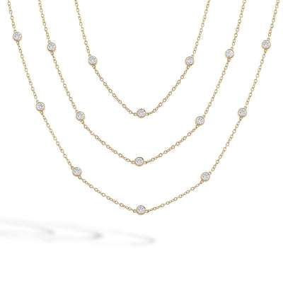 5 Carat Long Station Bezel Diamond Necklace in 14K Yellow Gold - Private Label product