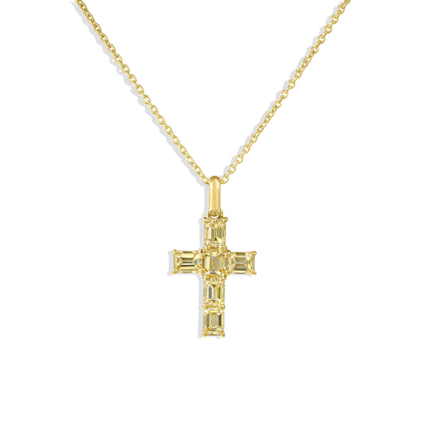 Roberto Coin Yellow Diamond Cross Pendant Necklace