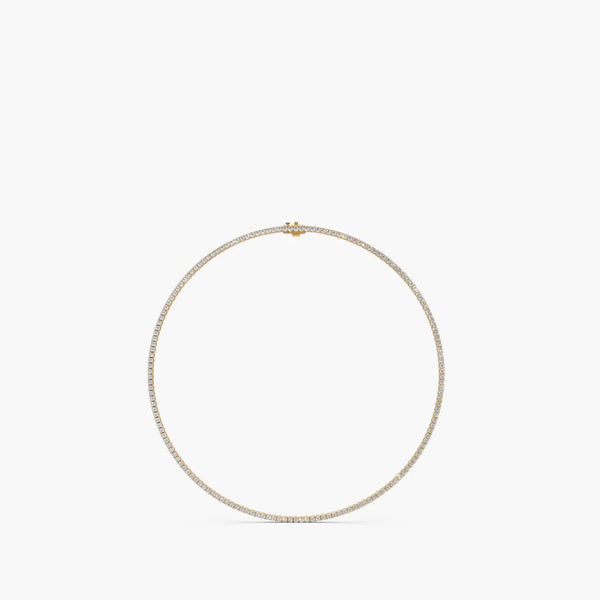 OM Jewelry 14K Gold 9 CTTW Lab-Grown Diamond Tennis Necklace, 17" in 14k Yellow Gold