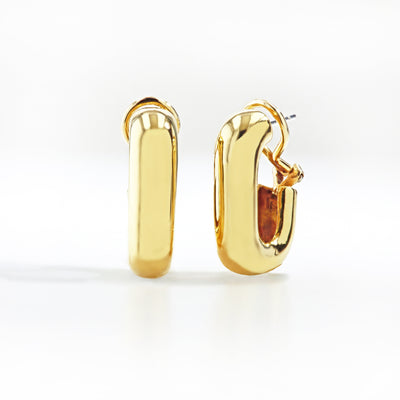 18K Gold J-Hoop Huggie Earrings - Private Label product