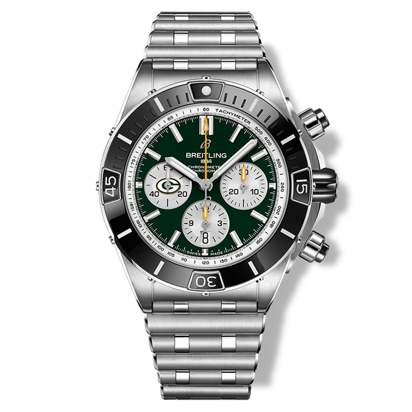 Breitling Super Chronomat B01 44 Green Bay Packers Stainless Steel Watch