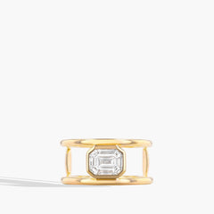 Emerald-Cut Diamond Open Bezel Ring