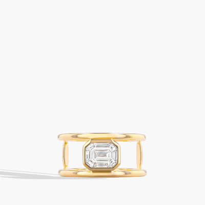 Emerald-Cut Diamond Open Bezel Ring - Private Label product