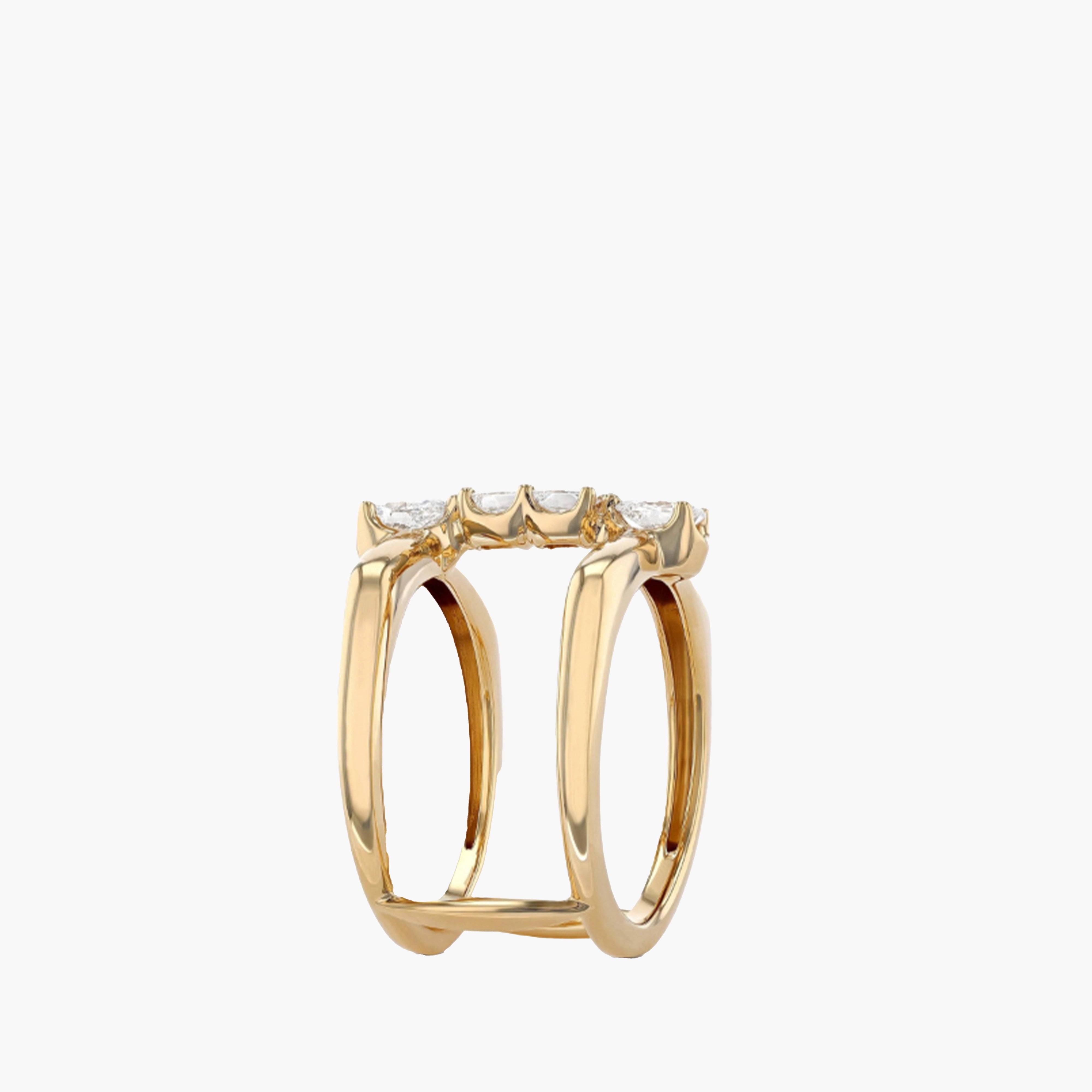 .75 Carat Mixed Shape Diamond Double Band Open Ring