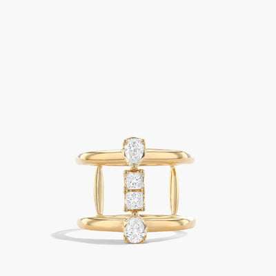 .75 Carat Mixed Shape Diamond Double Band Open Ring - Private Label product