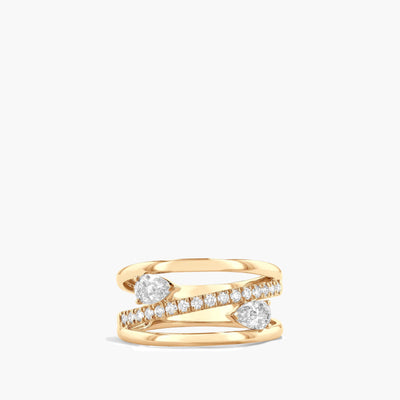 Pear and Round Diamond Bypass Ring - Private Label product