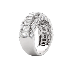 Marquise and Emerald 3 Row Diamond Band