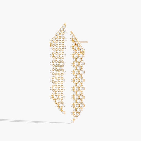 2.50 Carat Diamond Mesh Dangle Earrings in 18K Yellow Gold