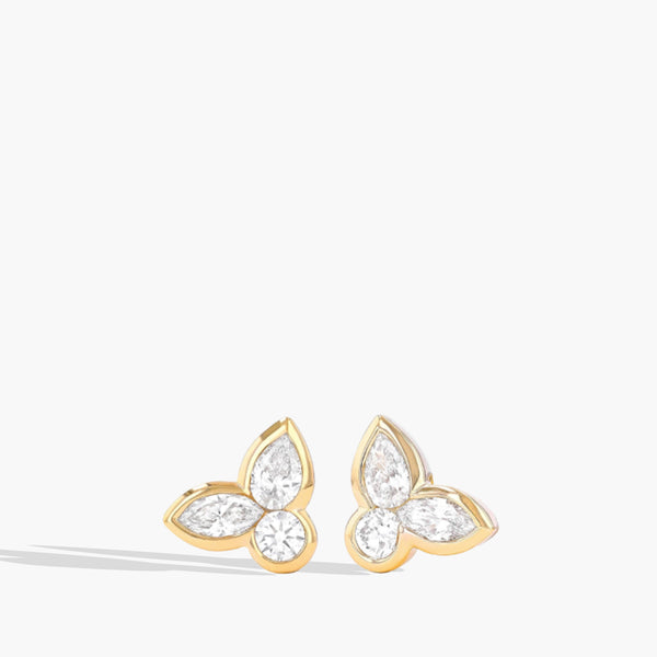 1 Carat Multi-Shape Diamond Bezel-Set Stud Earrings