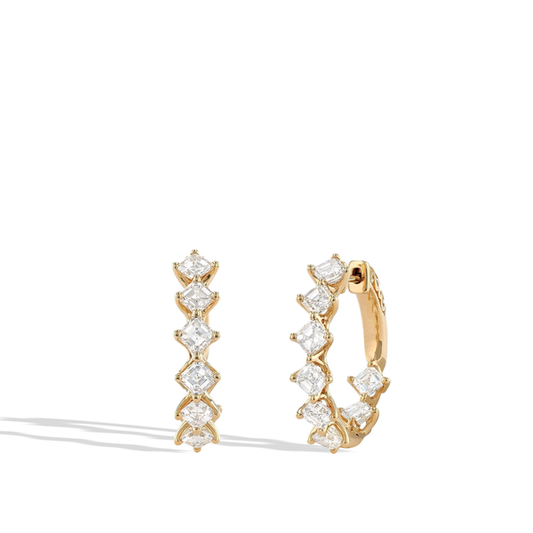 Asscher Diamond In-and-Out Hoop Earrings