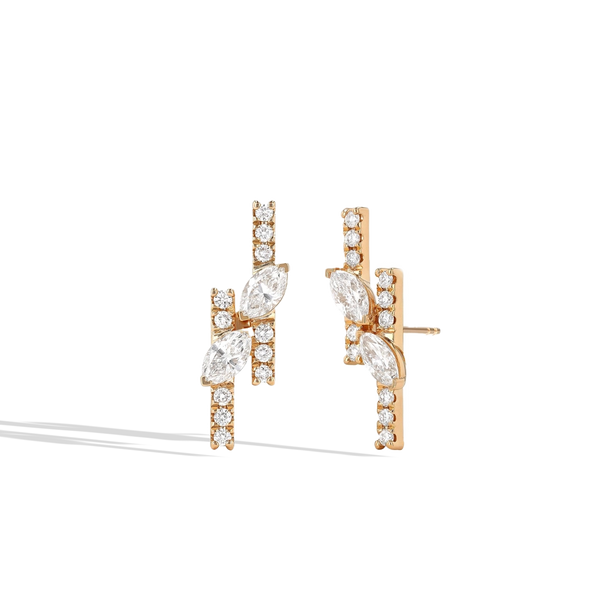 Pear and Round Diamond Abstract Earrings