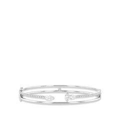 Diamond 2 Row Open Bangle Bracelet