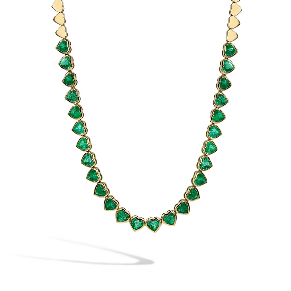 Heart Shaped Emerald Bezel Necklace