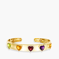 Bellarri Mixed Gemstone Heart Bangle Bracelet