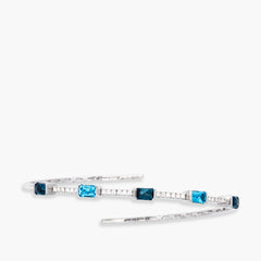 Bellarri Swiss Blue and London Blue Topaz Flexible Bangle Bracelet