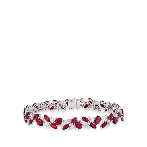 15 Carat Ruby and Diamond Fancy Shape Bracelet