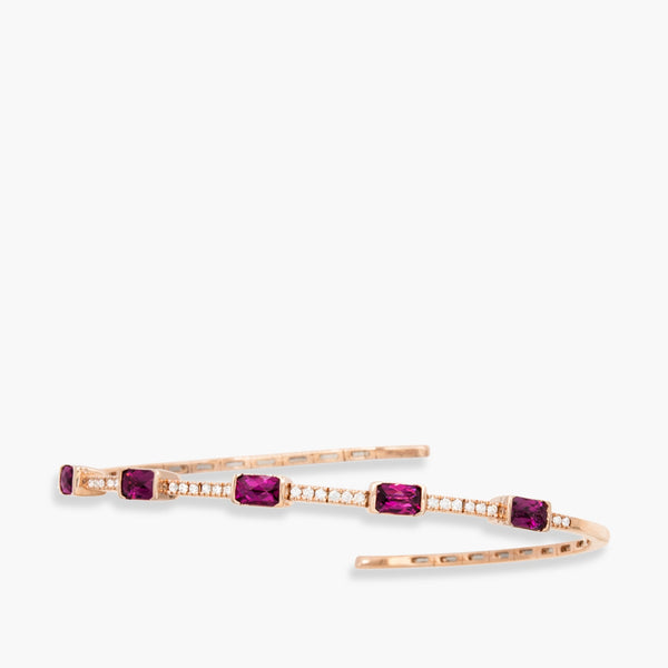 Bellarri Flirtation Rhodolite Garnet and Diamond Flexible Bangle Bracelet