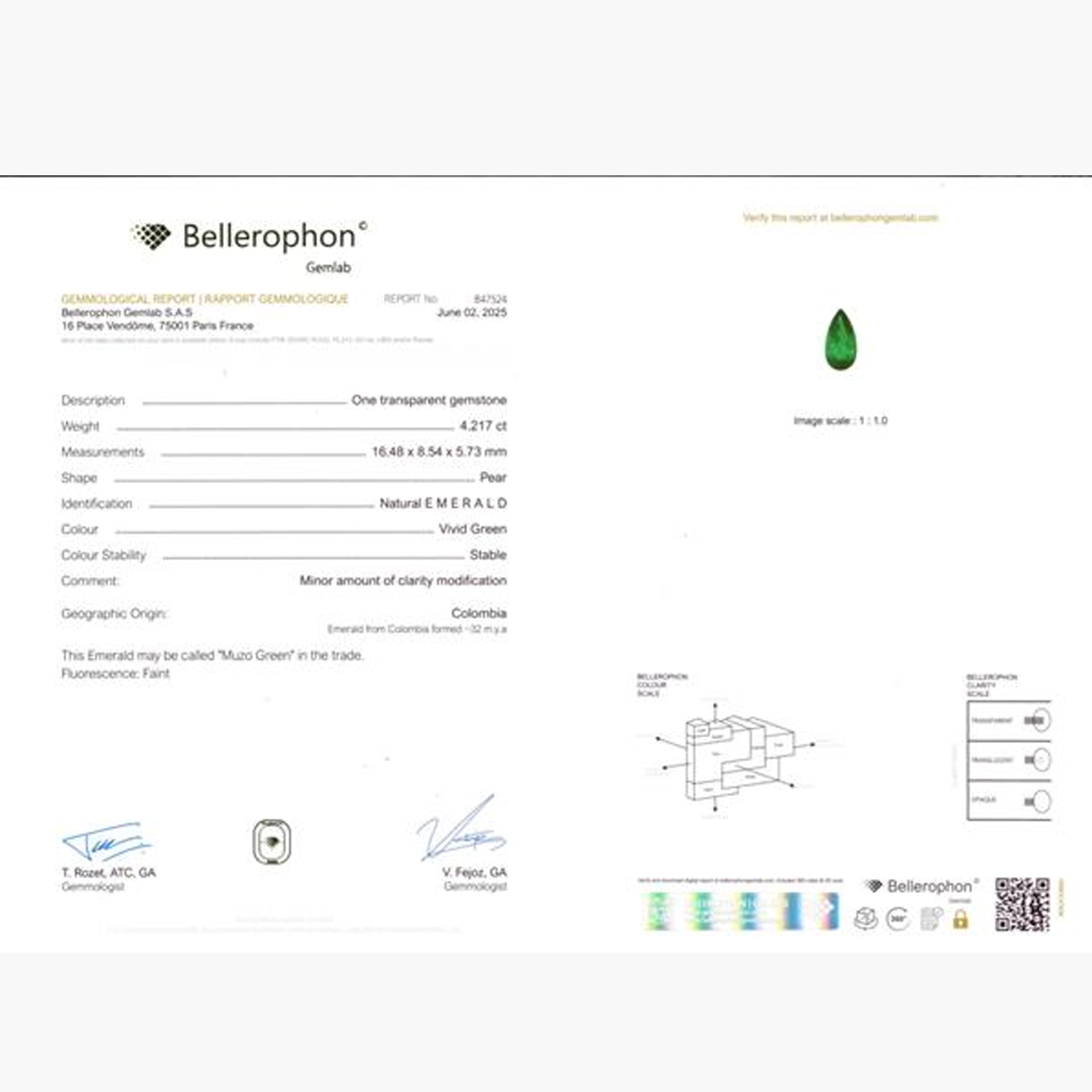 Colombian Emerald and Pear Shape Diamond Ring