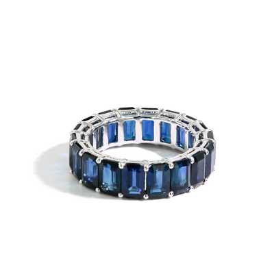Blue Sapphire Fancy Shape Eternity Band - Private Label product