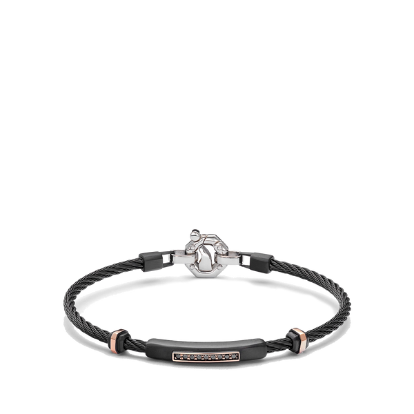 Baraka 316L Thin Cable Black Diamond Bracelet