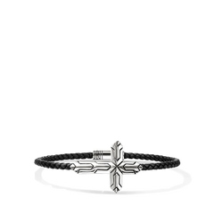 John Hardy Icon 50 Silver Cross on 3mm Leather Bracelet