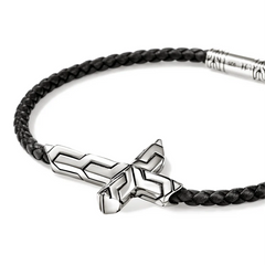 John Hardy Icon 50 Silver Cross on 3mm Leather Bracelet