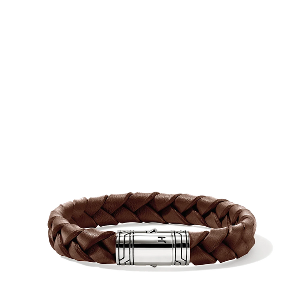 John Hardy Men's Braided Brown Leather 10mm Bracelet
