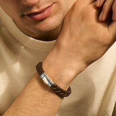 John Hardy Men's Braided Brown Leather 10mm Bracelet