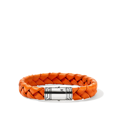 John Hardy Men's Braided Orange Leather 10mm Bracelet