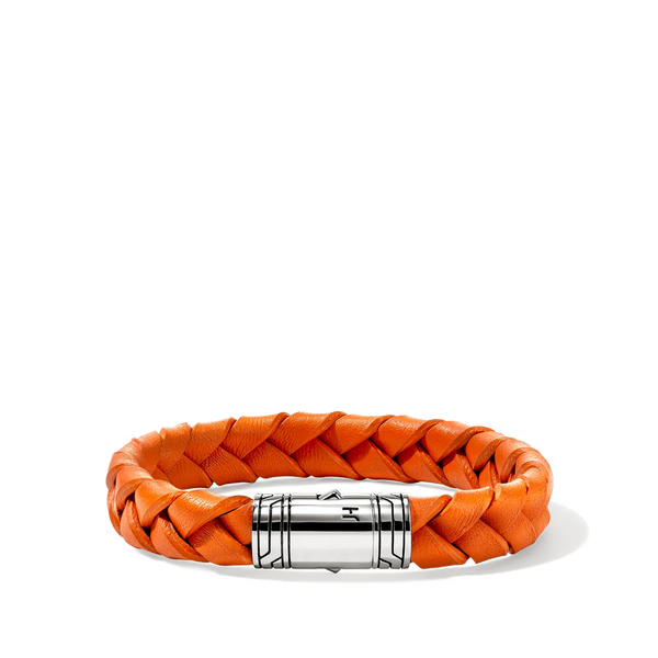 John Hardy Men's Braided Orange Leather 10mm Bracelet