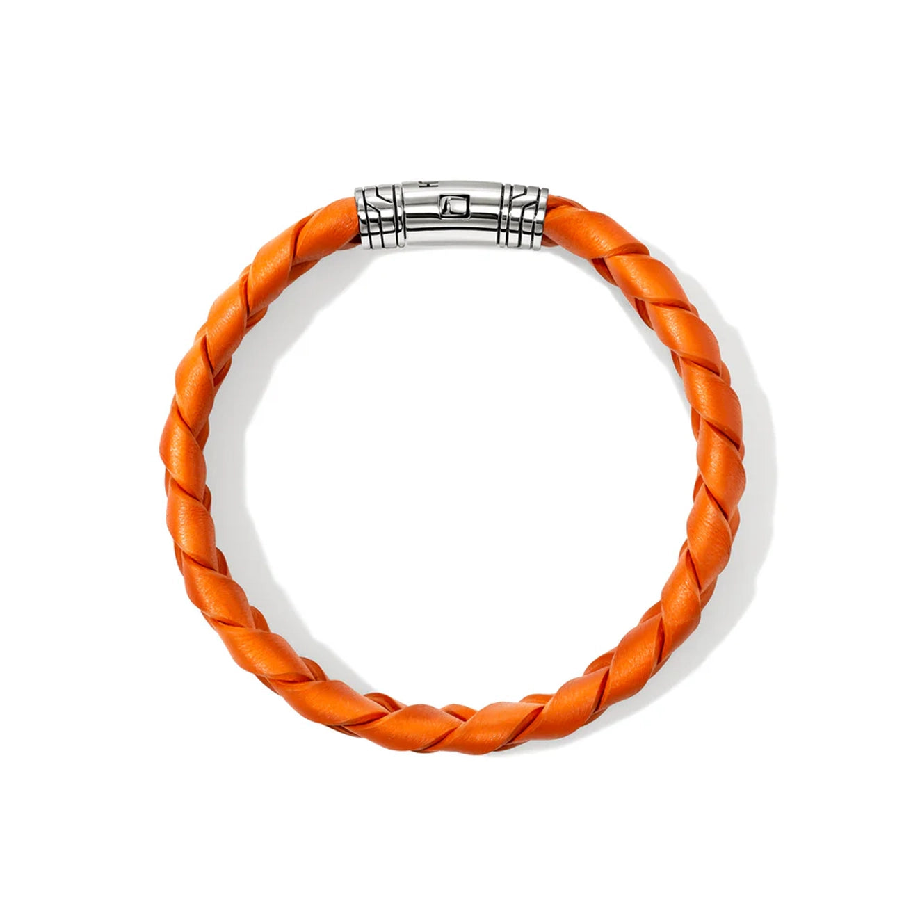John Hardy Men's Braided Orange Leather 10mm Bracelet
