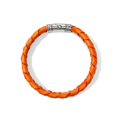 John Hardy Men's Braided Orange Leather 10mm Bracelet