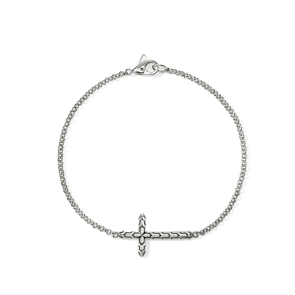 John Hardy Essentials Silver Cross 2mm Chain Bracelet