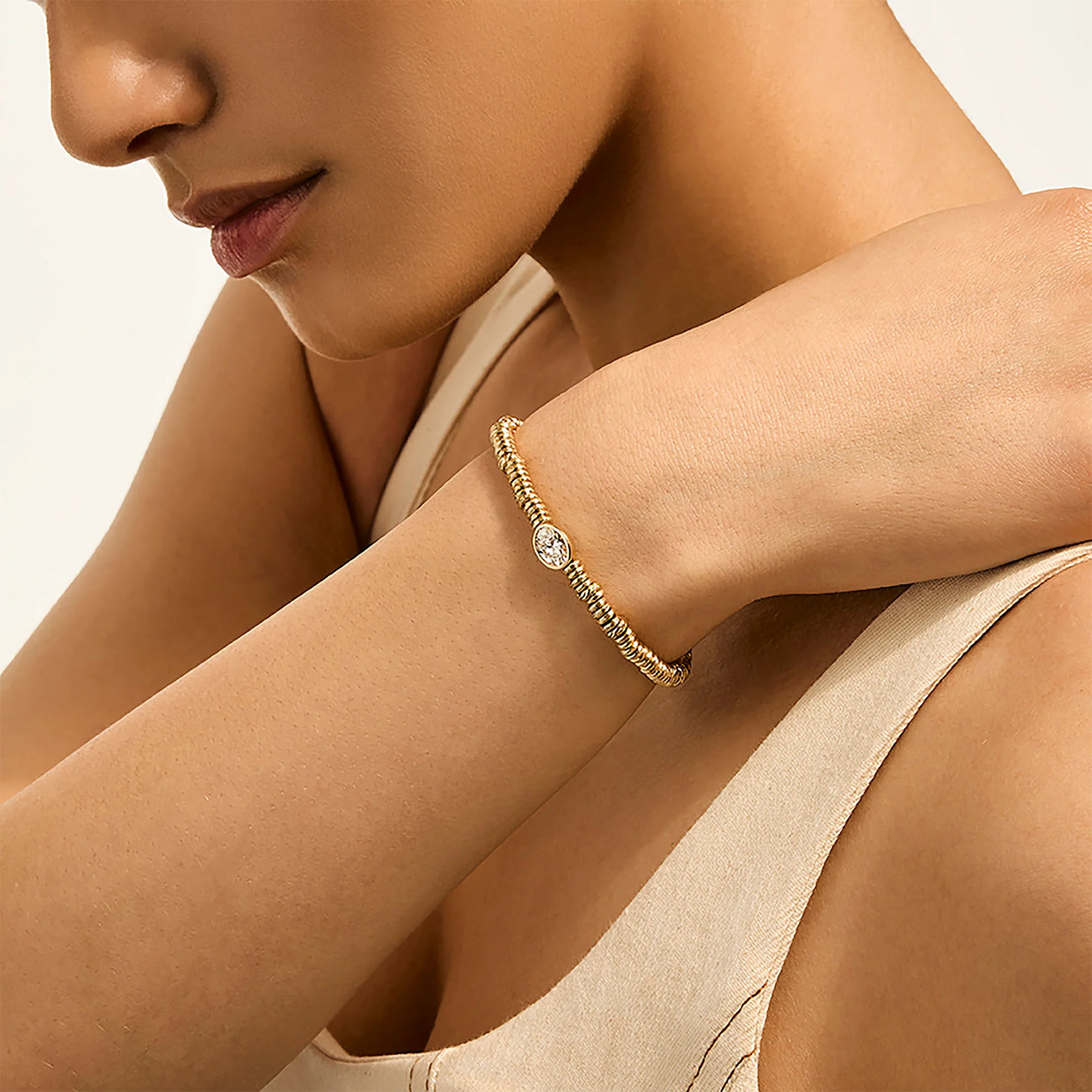 John Hardy Lovestruck Gold Heishi Lab Grown Diamond Bracelet