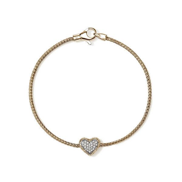 John Hardy Essential Gold Diamond Pavé Heart Bracelet